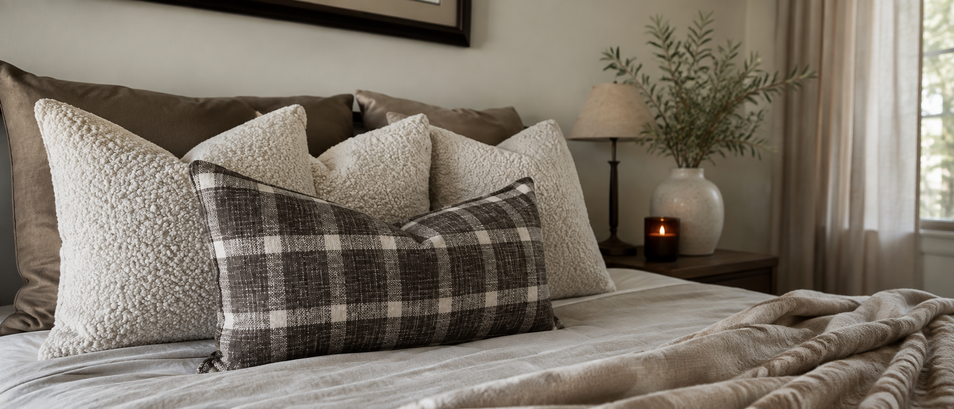 Soft cushions arranged for everyday comfort