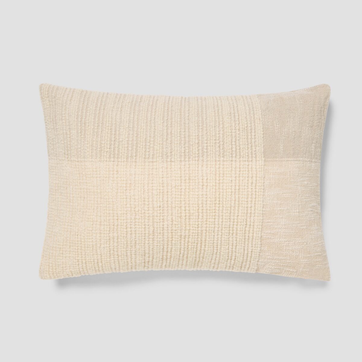 Cream & Oatmeal Cross Weave Wool Rectangle Cushion Cover - 16 x 24 in