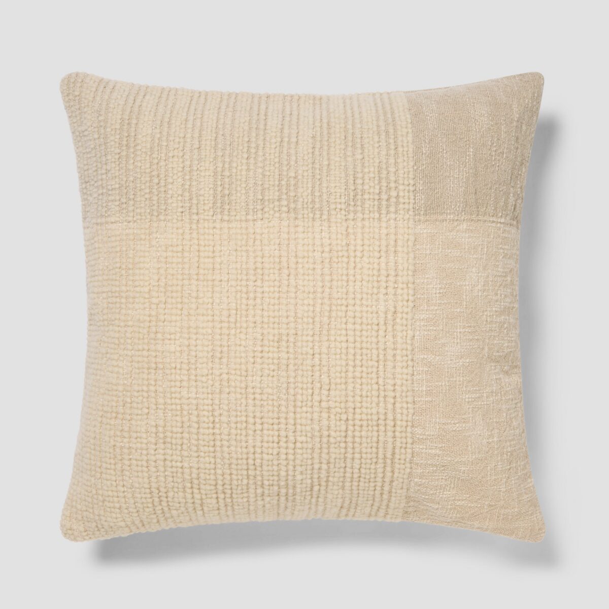 Cream & Oatmeal Cross Weave Wool Square Cushion Cover - 20 x 20 in