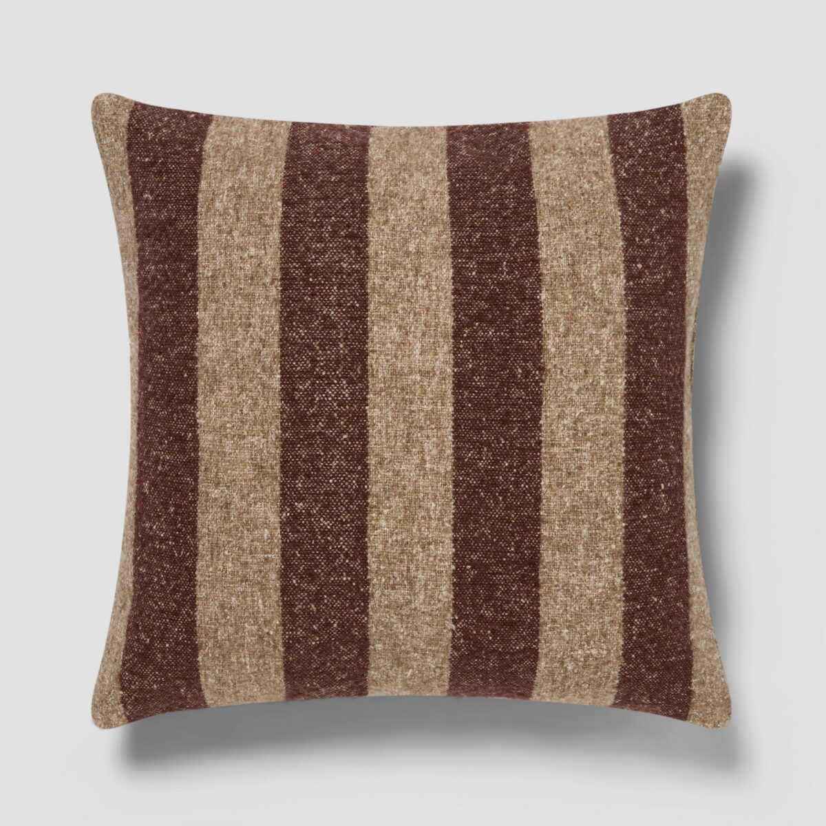 Mocha & Oatmeal Wide Stripe Square Cushion Cover - 20 x 20 in