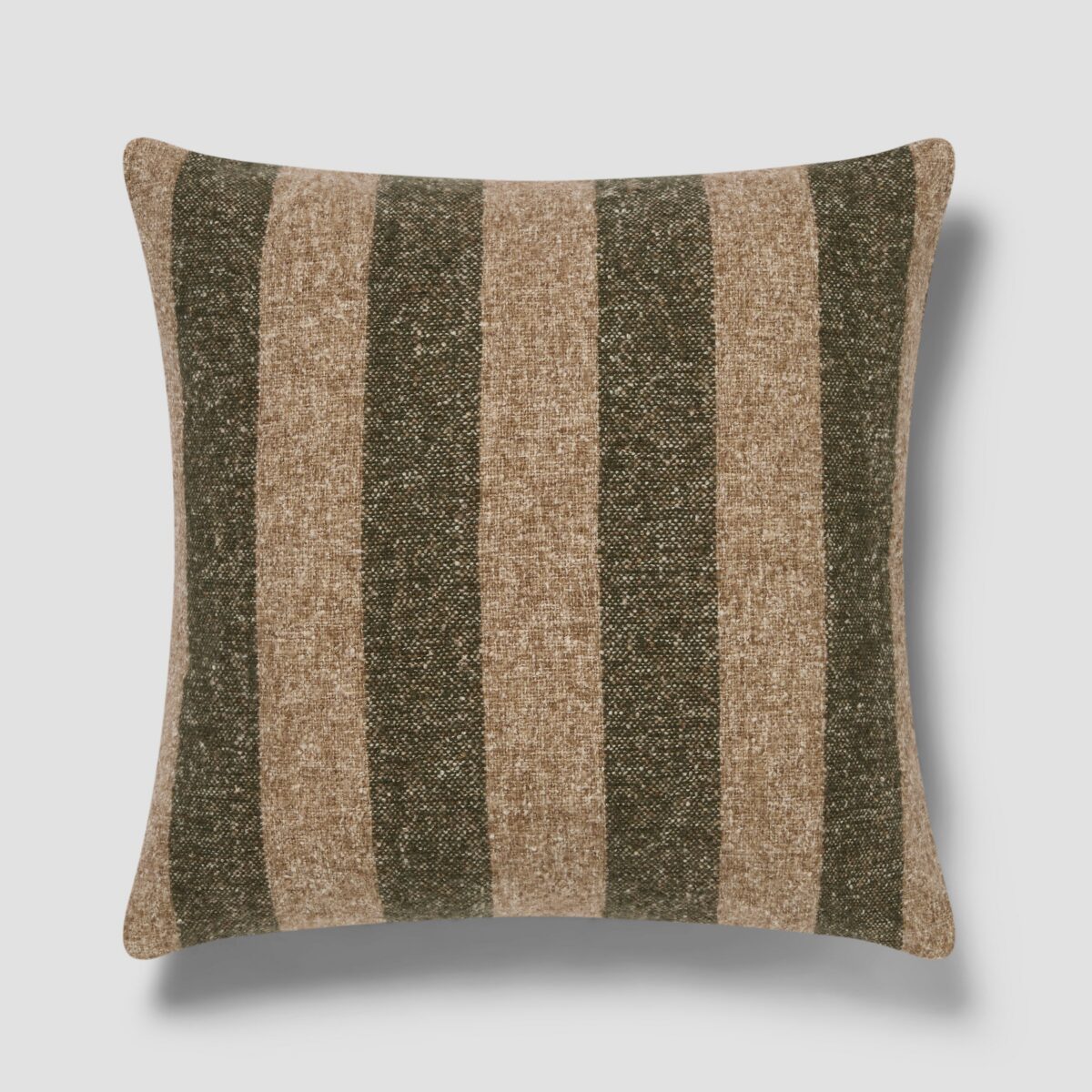 Fern Green & Oatmeal Wide Stripe Square Cushion Cover - 20 x 20 in