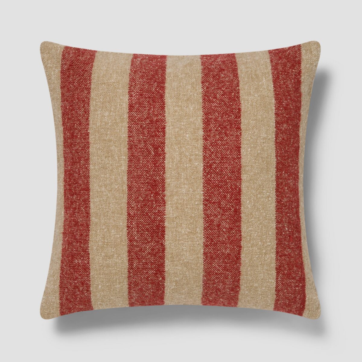 Sandstone Red & Oatmeal Wide Stripe Square Cushion Cover - 20 x 20 in